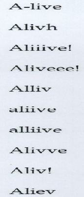 A-live Alivh Aliiive! Aliveee! Alliv Aliive Aliive Alivve Aliv! Aliev Device mark 1755677 Trademark