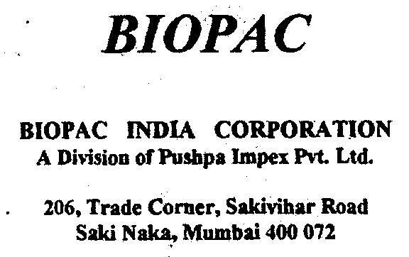 Biopac (label) Device mark 746868 Trademark