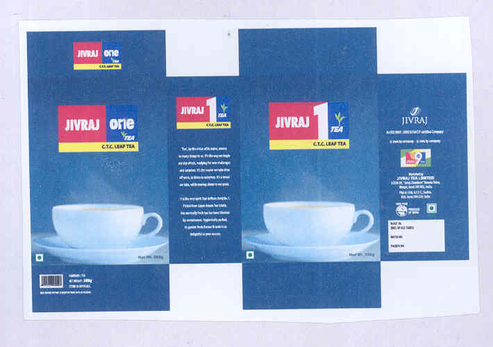 Jivraj 1 Tea (label) Device mark 1613687 Trademark