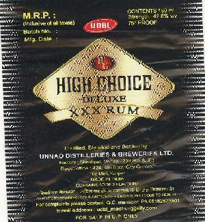 High Choice Deluxe Xxx Rum With Label Device mark 1700170 Trademark