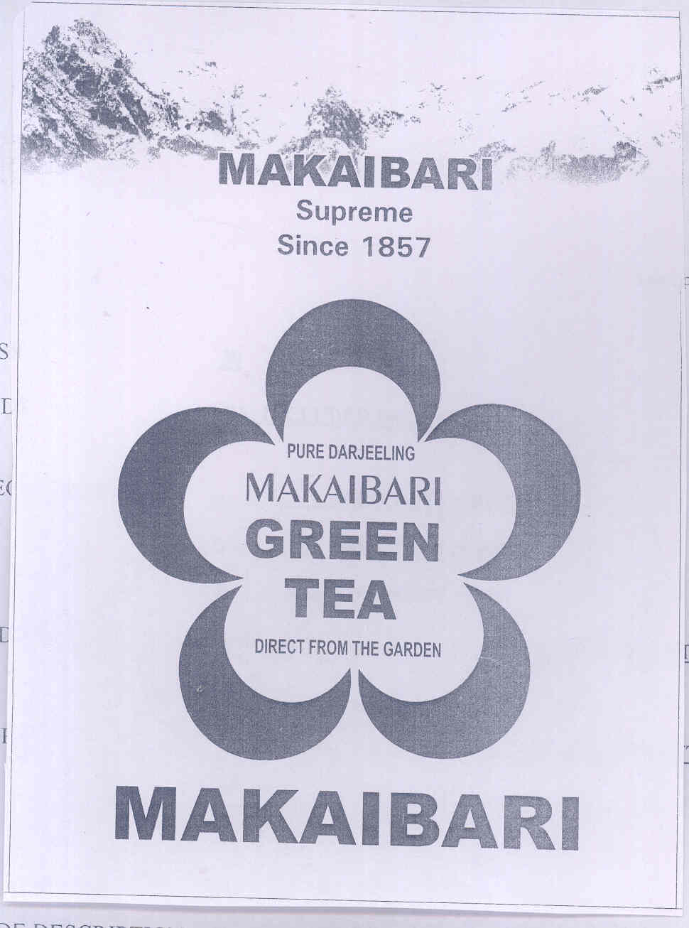 Makaibari Green Tea Device mark 1542413 Trademark