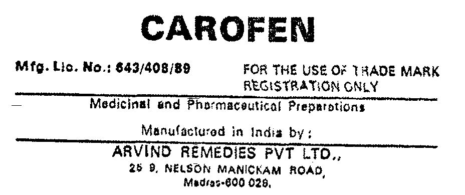 Carofen Device mark 596774 Trademark