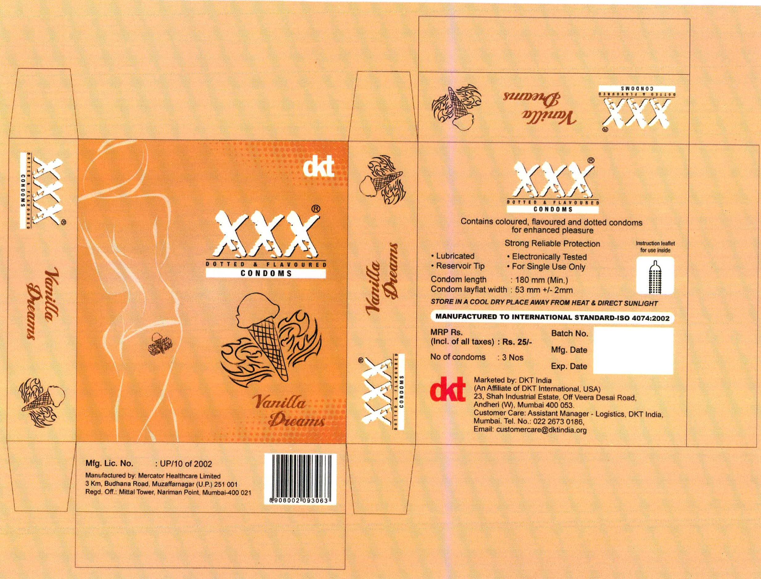 Xxx Dotted And Flavoured Condoms Device mark 2213418 Trademark