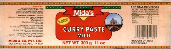 Midas Curry Paste Mild Device mark 976859 Trademark