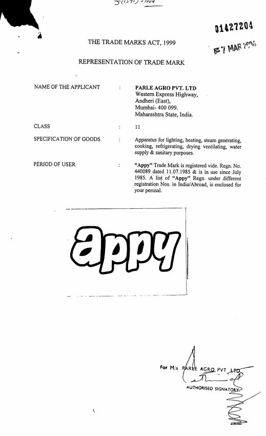 Appy ( Label) Device mark 1427204 Trademark