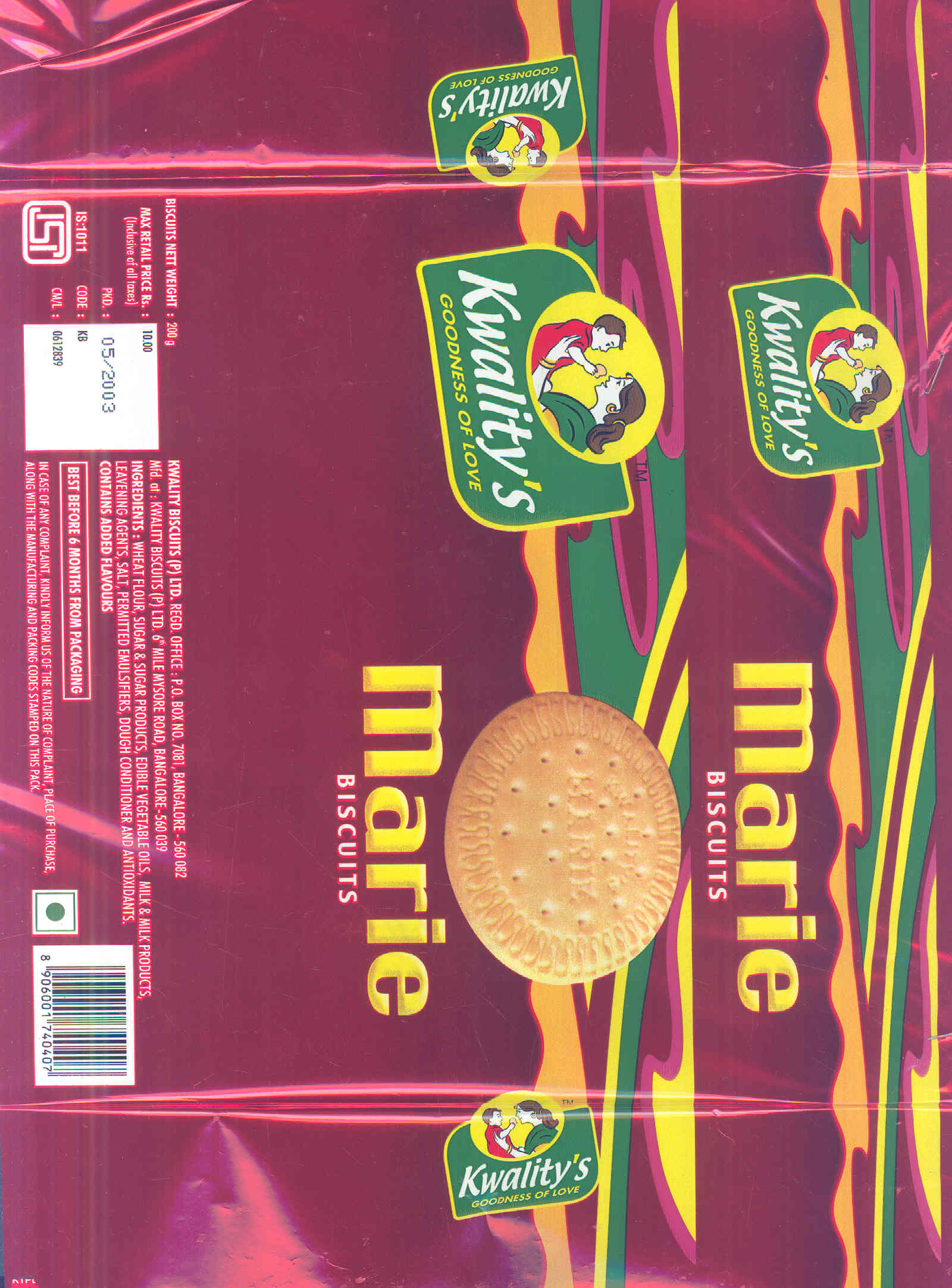 Kwality's Marie (label) Device mark 1230194 Trademark