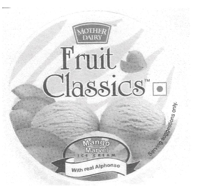 Mother Dairy Fruit Classics With Device Device mark 1309360 Trademark