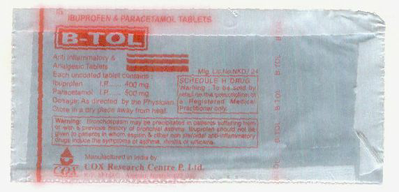 B-tol [label] [device Of Qudrilateral Containing Letters] Device mark 824171 Trademark