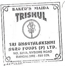 Baker's Maida Trishul (device) Device mark 797220 Trademark