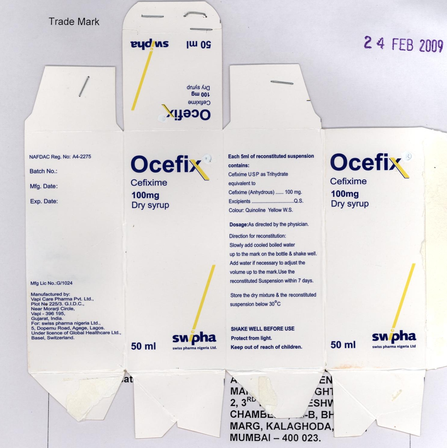 Ocefix ( Label ) Device mark 1788810 Trademark