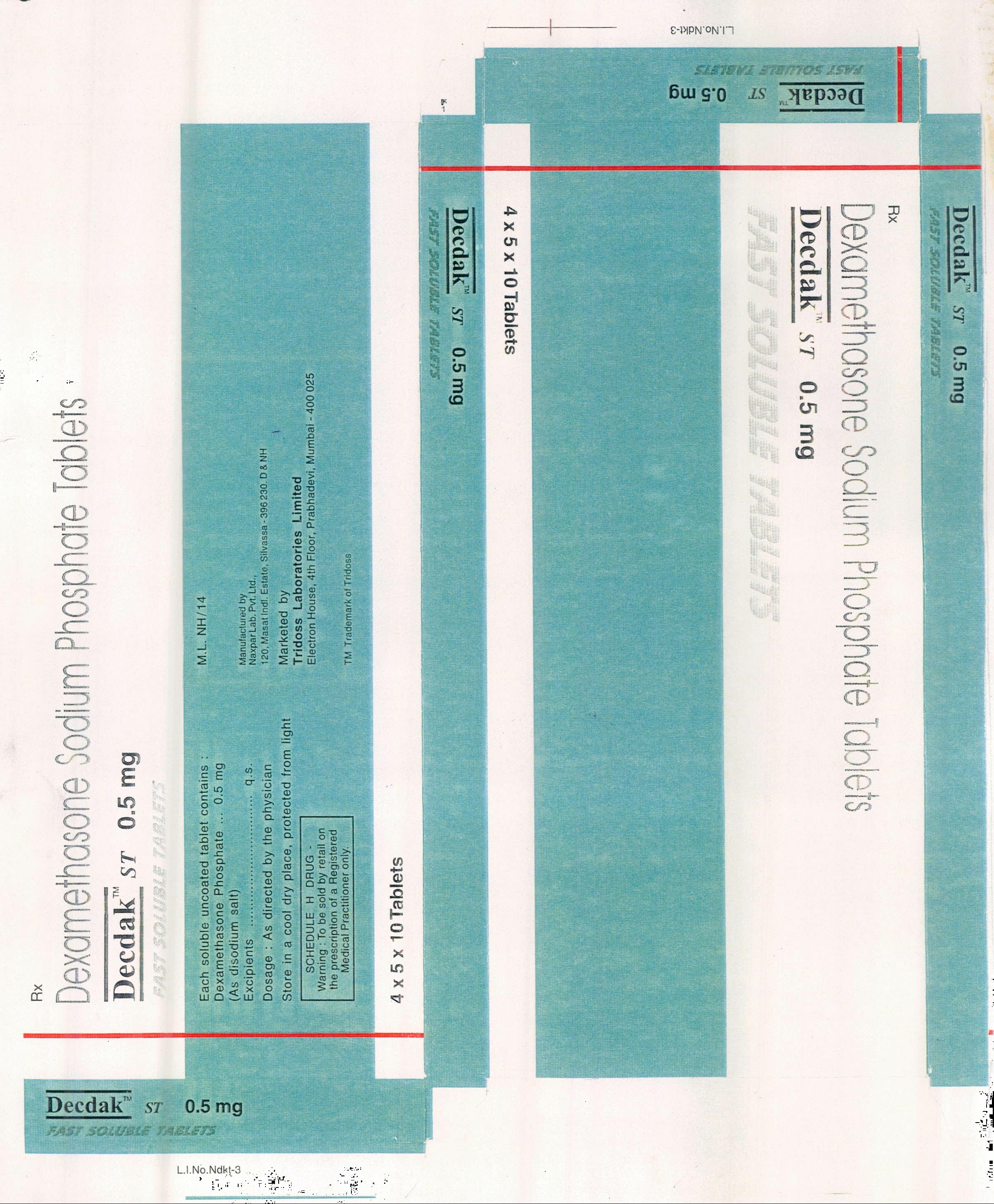 Dexamethasone Sodium Phossphate Tablets Device mark 1042804 Trademark