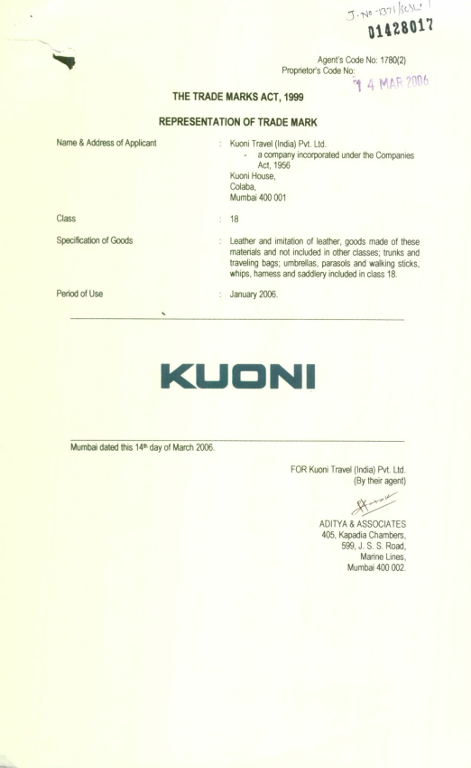 Kuoni Device mark 1428017 Trademark