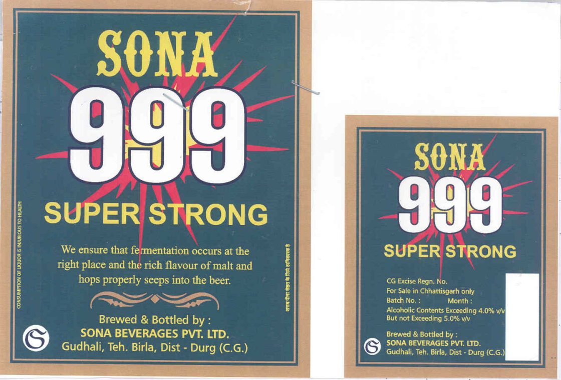 Sona 999 Super Strong (label) Device mark 1716940 Trademark