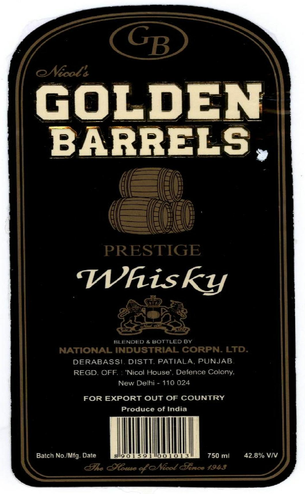 Golden Barrels With Label Device mark 1475530 Trademark