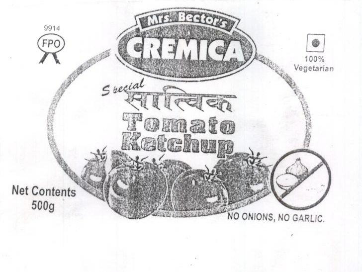 Cremica (tomato Ketchup) With Lable Device mark 1490913 Trademark