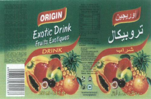 Origin Exotic Drink Device mark 1916215 Trademark