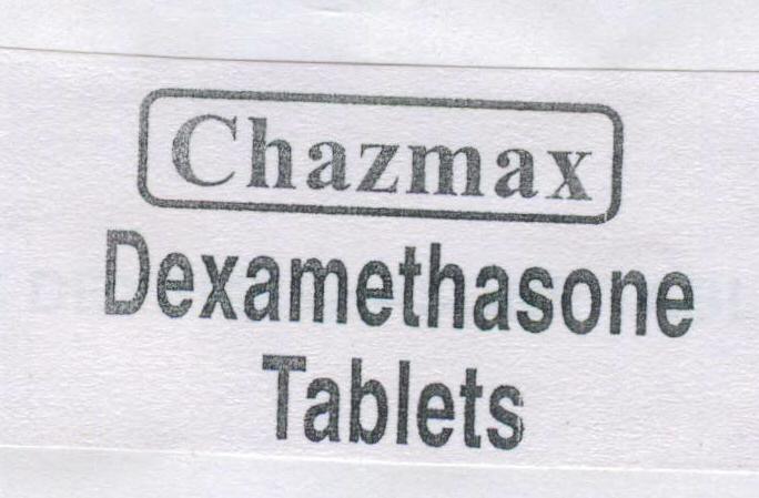 Chazmax Dexamethasone Tablets (label) Device mark 1571780 Trademark
