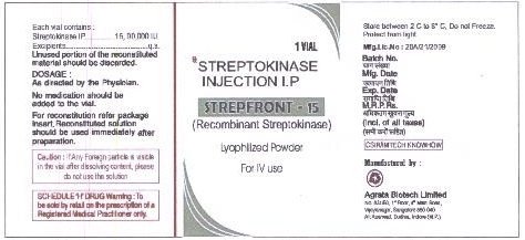 1 Vial Streptokinase Injection I.p Strepfront - 15 Device mark 2017787 Trademark