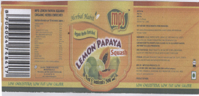 Mps Lemon Papaya Squash (label) Device mark 2186030 Trademark