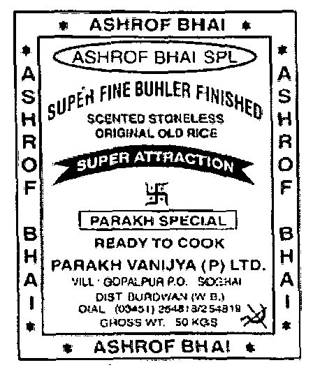 Ashrof Bhai (label) Device mark 1414217 Trademark