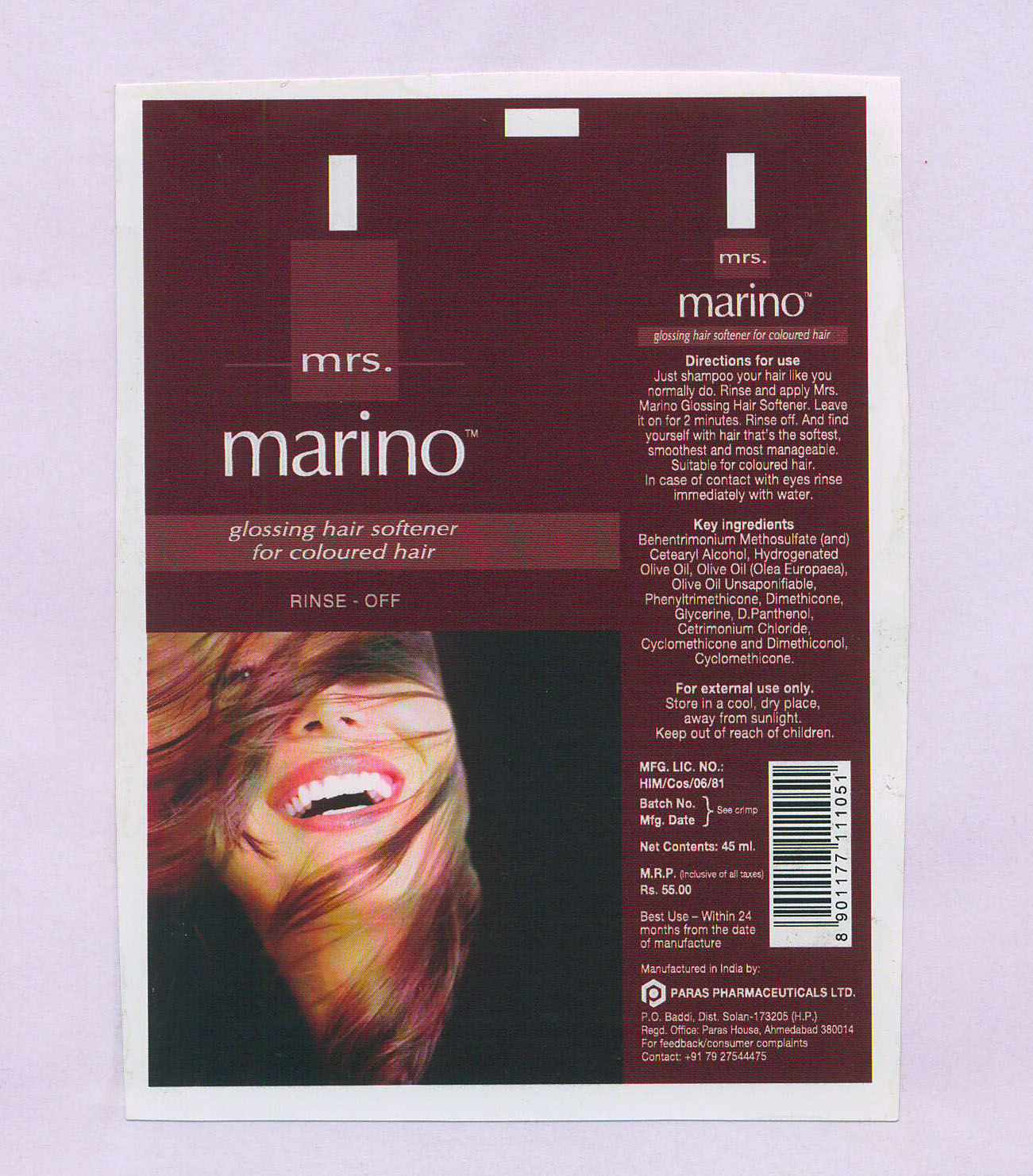 Mrs.marino (label) Device mark 1660432 Trademark