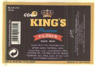 Goa King's Premium Pilsner Beer Bier Device mark 2964035 Trademark