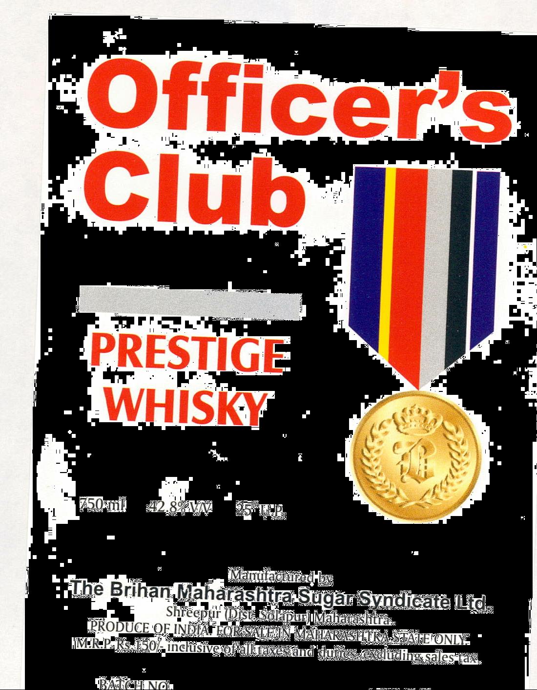 Officer's Club Prestige Whisky (label) Device mark 1391792 Trademark