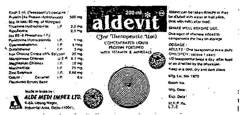 Aldevit (label) Device mark 939122 Trademark