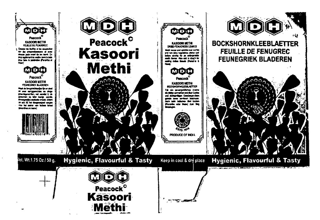 Peacock Kasoori Methi(container) Device mark 840448 Trademark