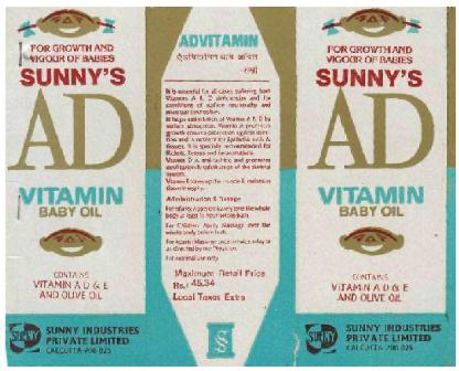 Sunnys Ad Vitamin Baby Oil Device mark 819866 Trademark