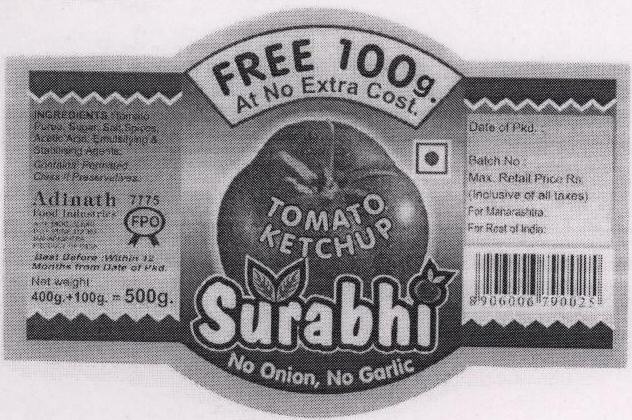 Surabhi (lable, Device Of Tomato) Device mark 1451299 Trademark
