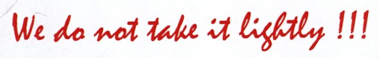 We Do Not Take It Lightly !!! Device mark 1818476 Trademark