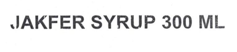 Jakfer Syrup 300 Ml (label) Device mark 1688953 Trademark