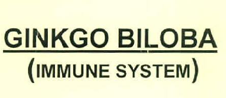 Ginkgo Biloba (immune System) Device mark 2849410 Trademark