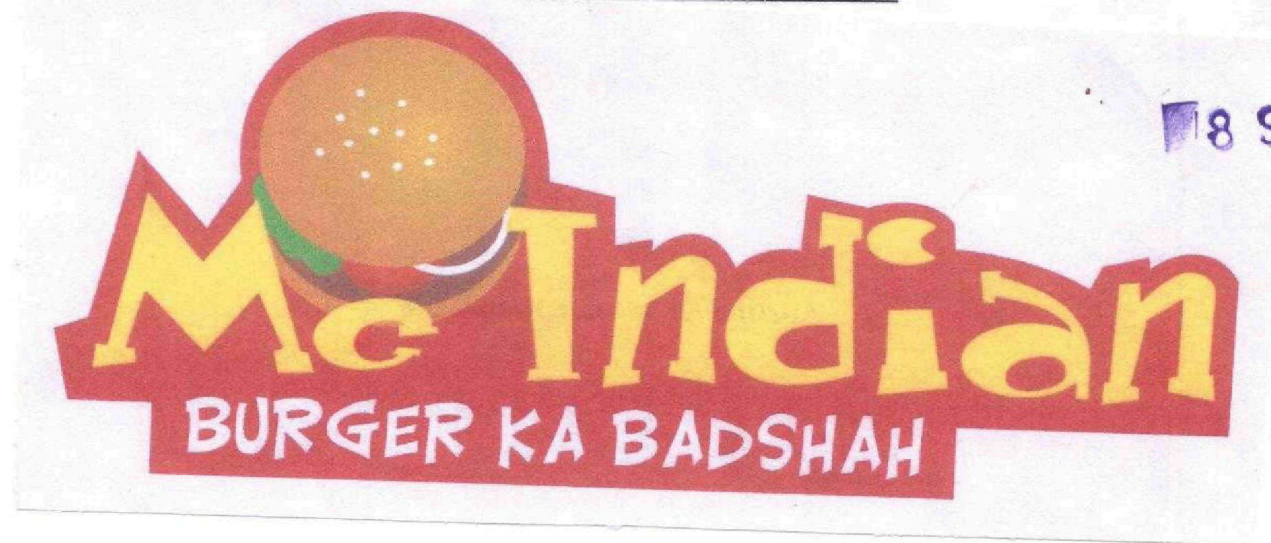 Mcindian, Burger Ka Badshah, De. Of Burger (label) Device mark 1729099 Trademark