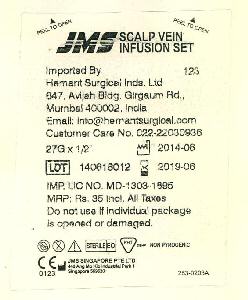 Jms Scalp Vein Infusion Set Device mark 2928093 Trademark