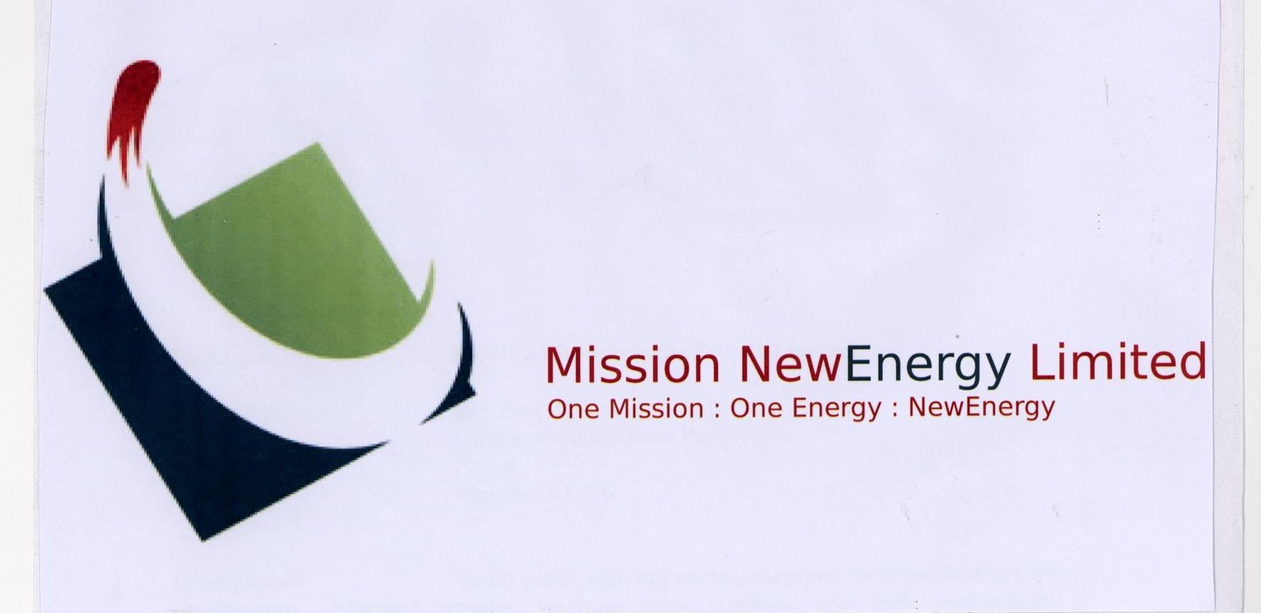 Mission New Energy Limited ( Label ) Device mark 1781011 Trademark