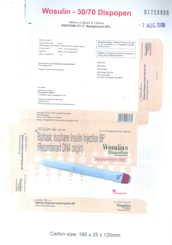 Wosulin Dispopen (label) Device mark 1718885 Trademark
