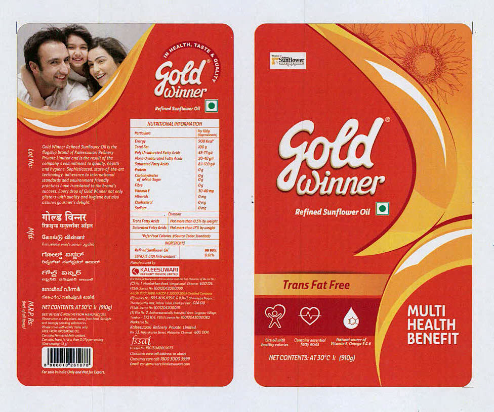 Gold Winner Refined Sunflower Oil Device mark 2934030 Trademark