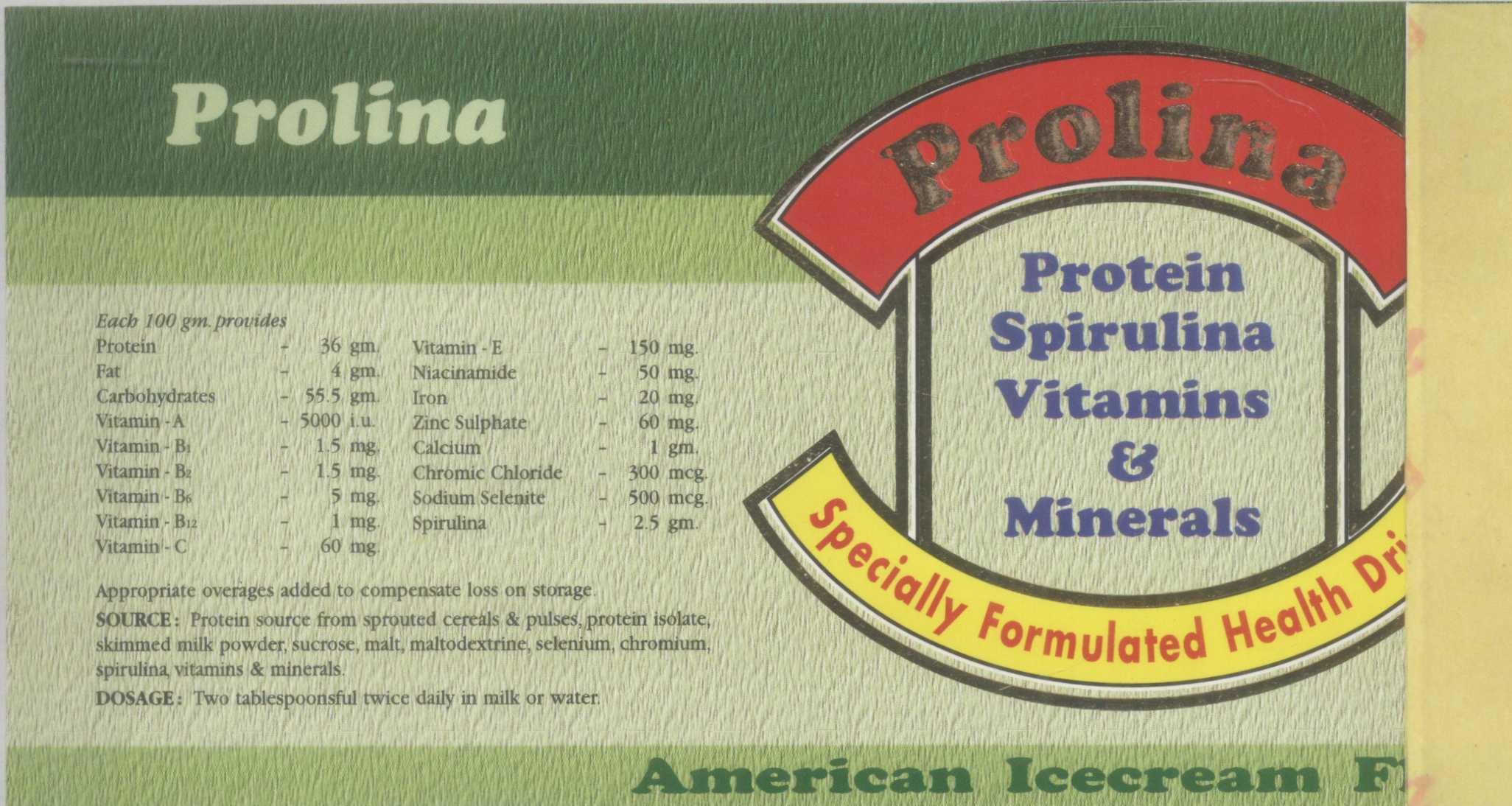 Prolina, Specially Formulated Health Drink [device] [label] Device mark 867823 Trademark