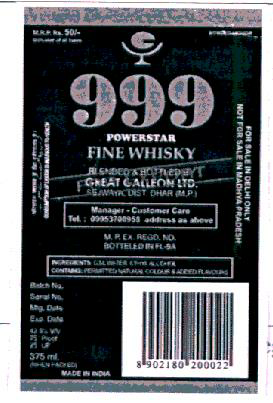 999 Fine Whisky Device mark 1936567 Trademark