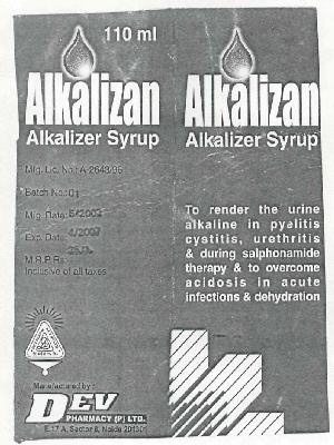Alkalizan Alkalizer Syrup (label) Device mark 1119469 Trademark