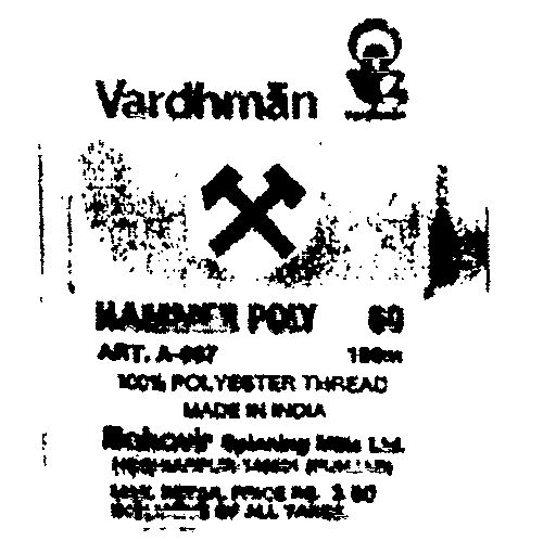 Vardhman (label) Device mark 580714 Trademark