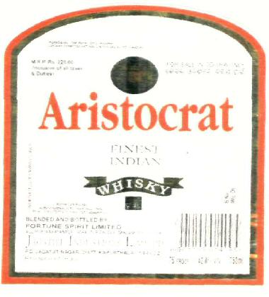 Aristocrat Finest Indian Whisky (label) Device mark 2396432 Trademark