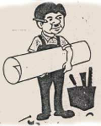 Device Of Man With Building Material [label] Device mark 1214357 Trademark