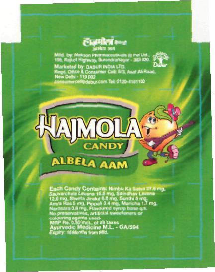 Hajmola Candy With Logo Device mark 2201302 Trademark
