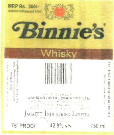 Binnie's (label) Device mark 2396441 Trademark