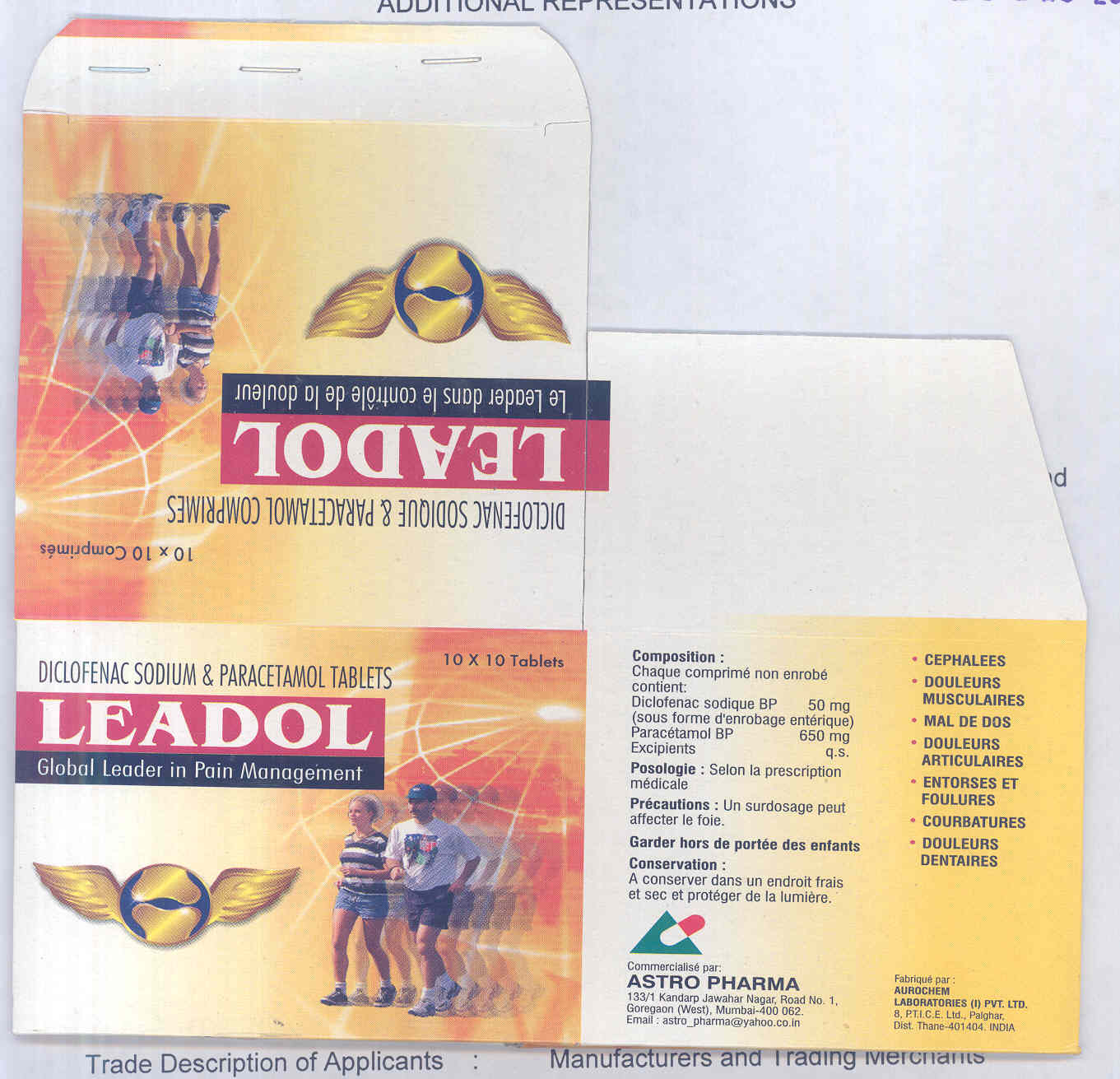 Leadol (label) Device mark 1768305 Trademark
