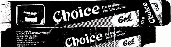Choice The Real Gel. Device mark 644210 Trademark