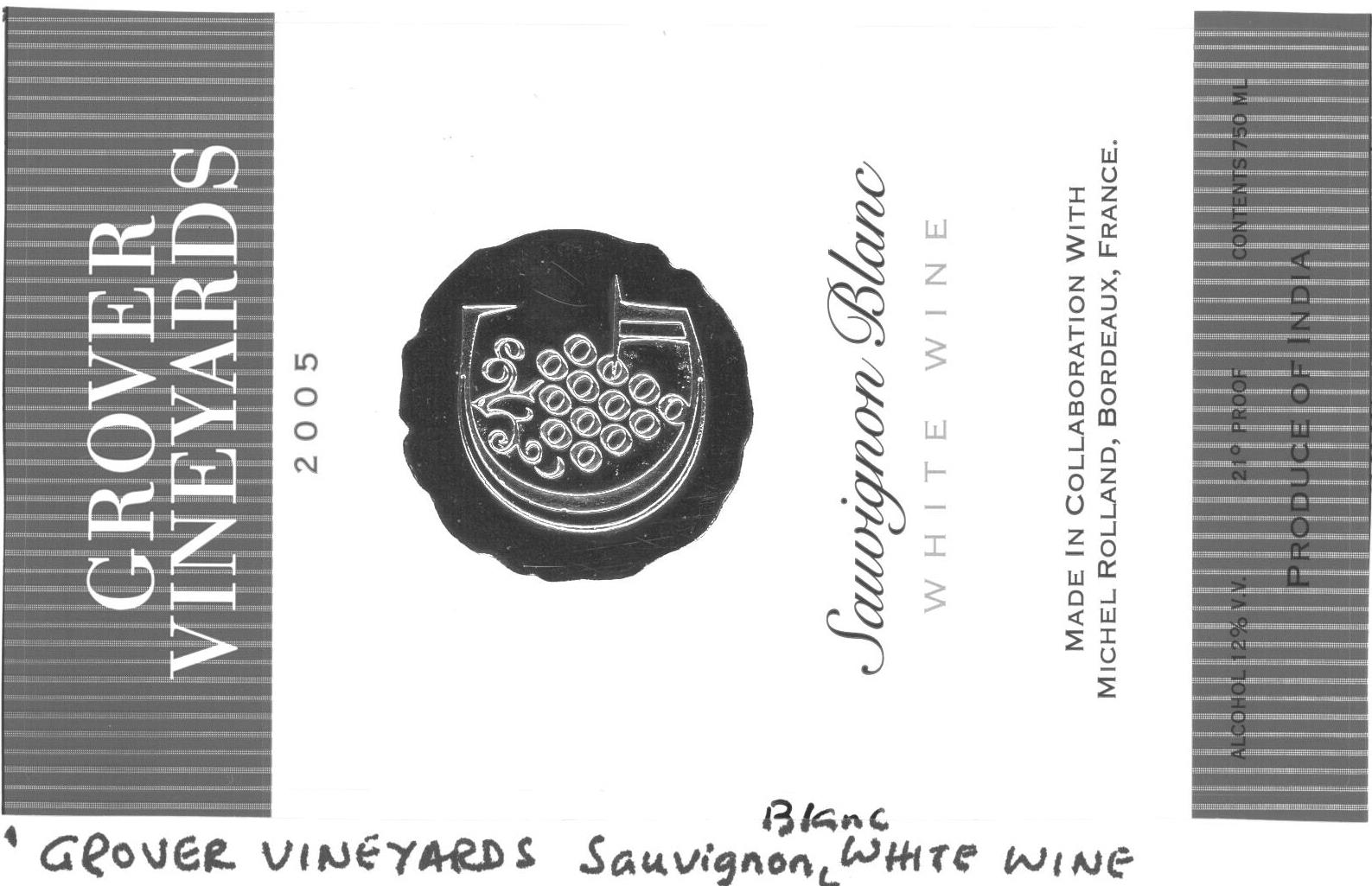 Grover Vineyards Sauvignon Blanc White Wine Device mark 1601086 Trademark